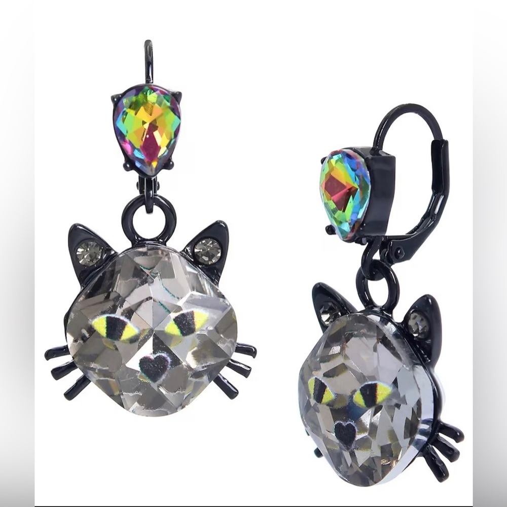 Betsey Johnson Halloween Cat Drop Earrings